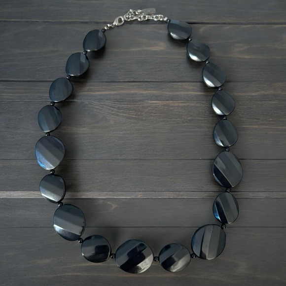 Liz & Co. Black Faceted Oval Bead Statement Piece Necklace - Picture 14 of 15